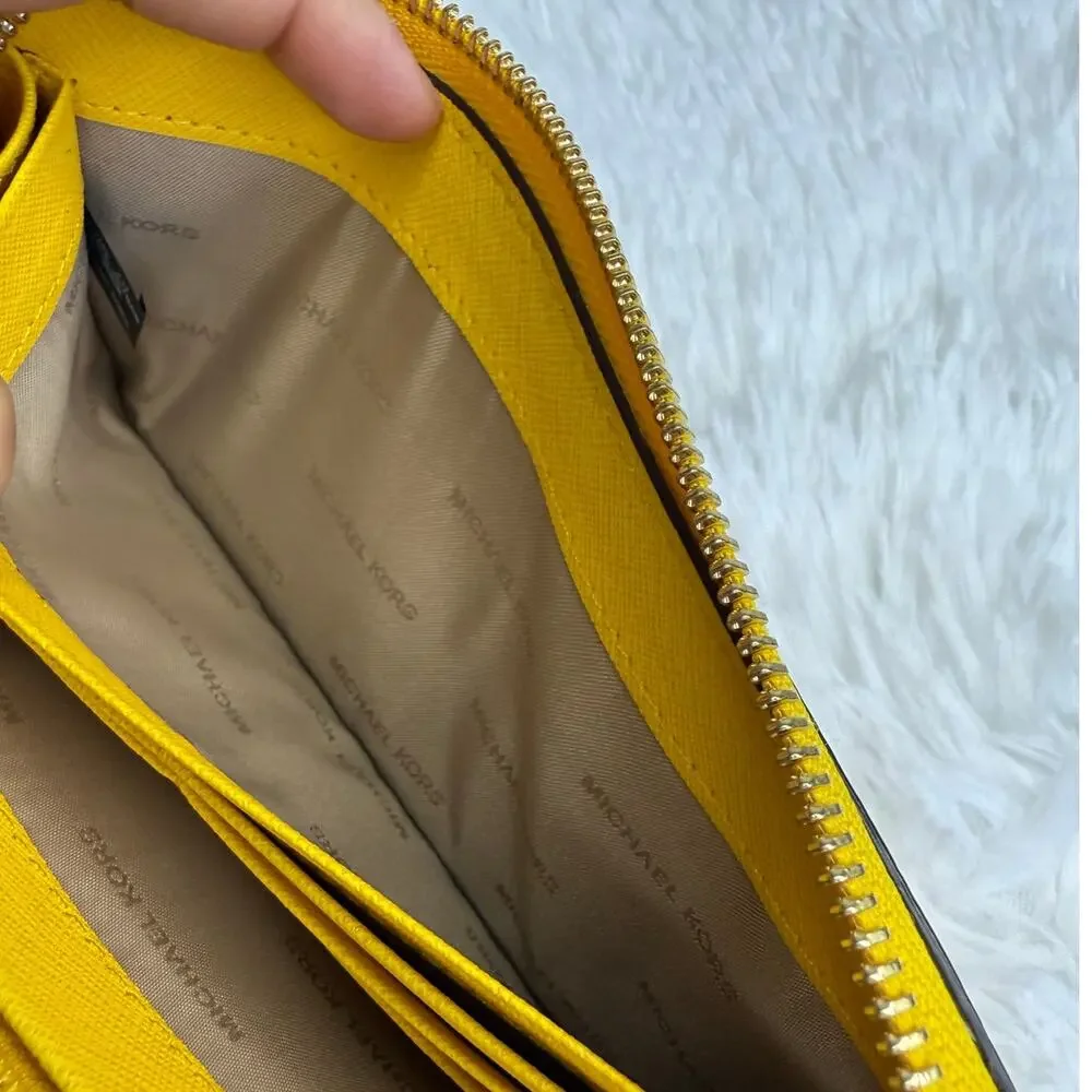 Michael Kors Mustard Yellow Zip Around Wallet